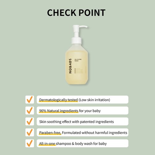 NOBADS SOFT CLEAN ALL-IN-ONE WASH, Natural cleansing ingredients, Low skin irritation, Paraben-free and formulated without harmful ingredients, Safe for everyone in the family
