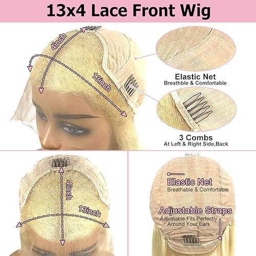 Pink Lace Front Wig Human Hair Pre Plucked With Baby Hair Pink Straight Wig Human Hair 13x4 22inch 180% Density HD Transparent Glueless Colored Wig for Cosplay