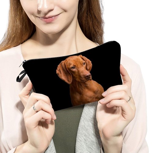 Livel lhood Vizsla Dog Makeup Vizsla Dog Black Organizer Bag Zipper Pouch Vizsla Puppy Cosmetic Bag Birthday Present for Dog Lovers Dog Mom Women