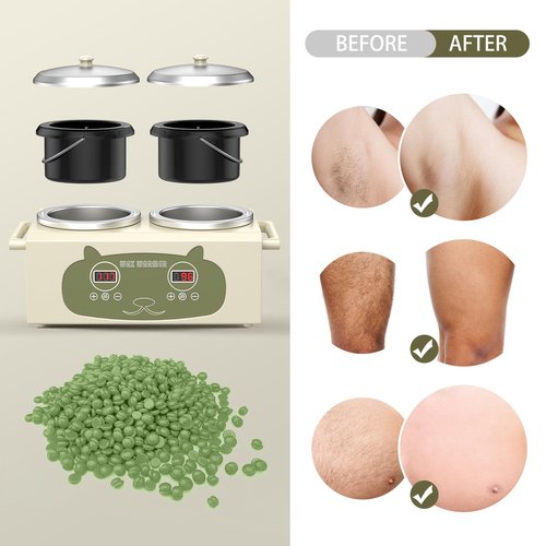 Qiiugirl Professional Hair Removal Wax Pot Heater with Waxing Kits for Hair Removal, Green