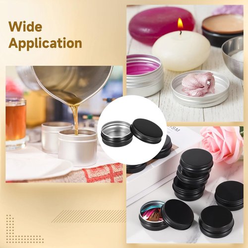 80 PCS Black Tin Containers With Lids, Metal Salve Tins, Screw Top Round Tin Cans for Cosmetic Lip Balm DIY Salves Candles Wax