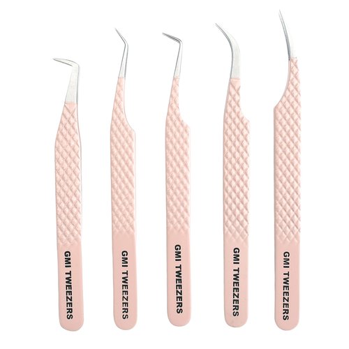 GMI TWEEZERS GMI Lash Tweezers - Set of 5 Eyelash Tweezers- Stainless Steel Eyelash Extension Tweezers - Multipurpose Lash Tweezers T2233 Tweezer