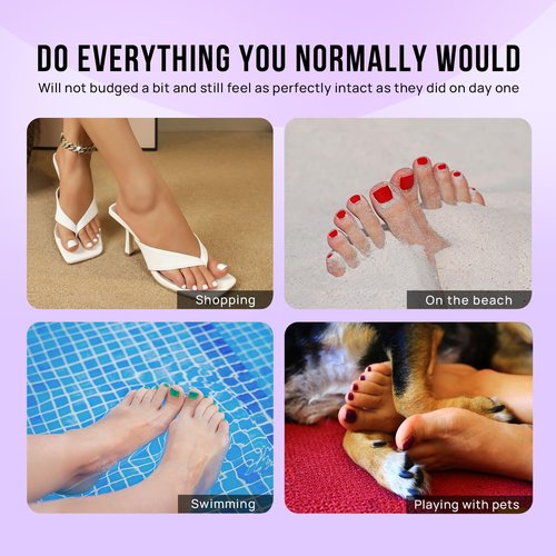 BTArtbox French TIp Press on Nails Toenails Short - Timeless Grace & White French