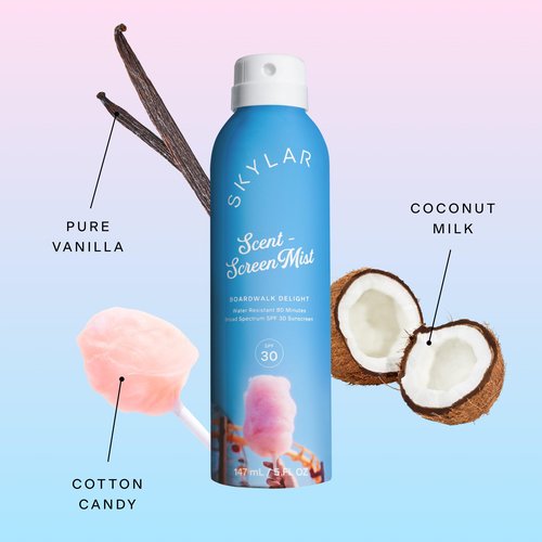 Skylar Sunscreen Mist, Broad Spectrum SPF 30, Water Resistant 80 Min, Vegan, Cruelty-free, Hypoallergenic, Safe for Sensitive Skin- Boardwalk Delight, 5oz
