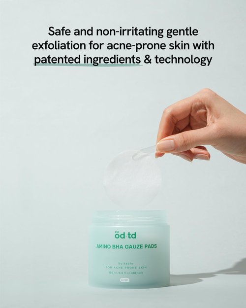 bye od-td Amino BHA Pads (80 Count) - Pre-Soaked Oil Control Cotton Pads for Gentle Exfoliation, Soothing & Hydration, Korean Skin Care. Amino Acid, Salicylic Acid, Tea Tree