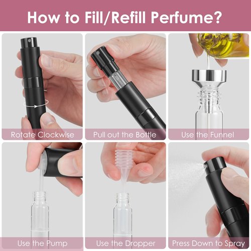Saiveina 8ml Travel Perfume Atomizer Bottles Refillable, Mini Atomizer Sprayer for Perfume, Empty Travel Cologne Bottle Pocket Perfume Dispenser(4 Pack)