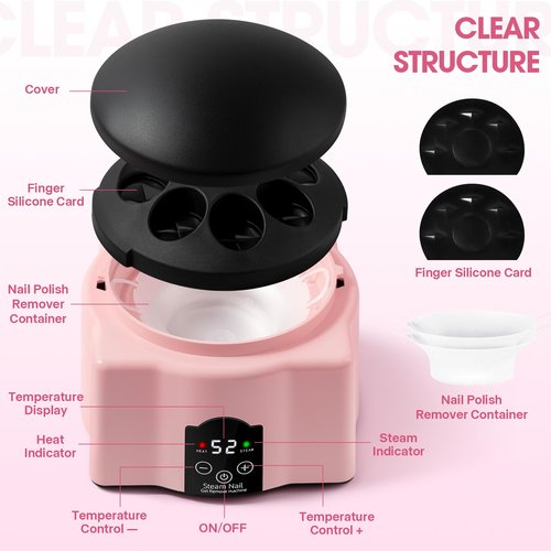 Automatic Upgraded Gel Nail Polish Removal Electric Steam Remover Machine Set, Various Gel Nail Chips Without Harming Hands Remover Tools Set