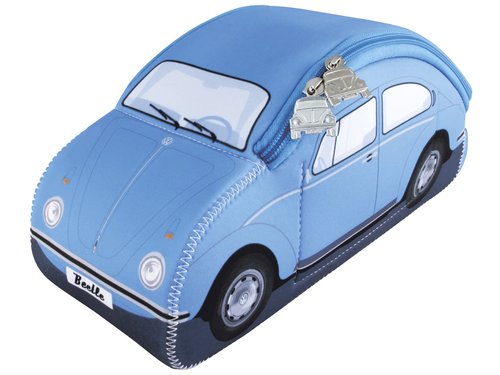 BRISA VW Collection - Volkswagen Neoprene Universal Makeup Cosmetics Toiletry Travel Pharmacy Bag in Beetle Design (Light Blue/Small)