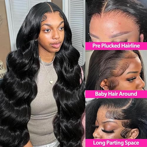 Body Wave Lace Front Wigs Human Hair 13x4 HD Lace Frontal Wigs Human Hair Pre Plucked 180 Density Brazilian Glueless Wigs Human Hair for Women Natural Color 26 Inch