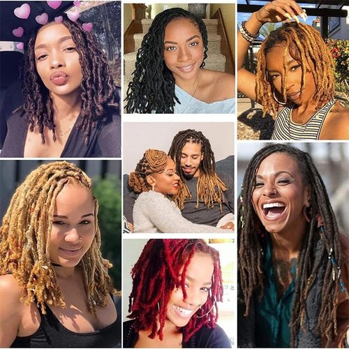10 inch 10 Strands Curly Wave Loc Extensions Human Hair, 0.4cm Width Real Human Hair Dreadlocks Extensions for Man/Women Full Handmade Dreads Can be Dyed