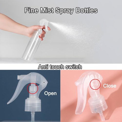 METCLARINDA 3 Pack Plastic Water Spray Bottle for Hair, 10 oz/300ml Plastic Empty Mister Spray Bottles for Cleaning, Cooking, Plant, Pet