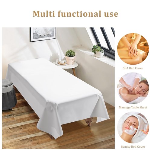 Waterproof Massage Table Cover,51 x 87 Inch Reusable Wax Mat Pad PVC Body Wax Bed Pad Protection Cover Sheet for Massage Bed, Wax Bed Sheet for Waxing Body Wax Bed Pad for Tattoo(White 2 Pcs)