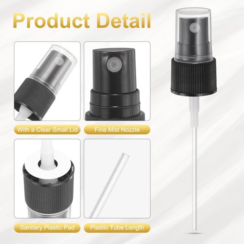 uxcell 50 Pcs Black Spray Top, 20/410 Fine Mist Sprayer Reusable Replacement Spray Bottle Pump Plastic Top for Cosmetic Perfume and Body Sprays Bottle