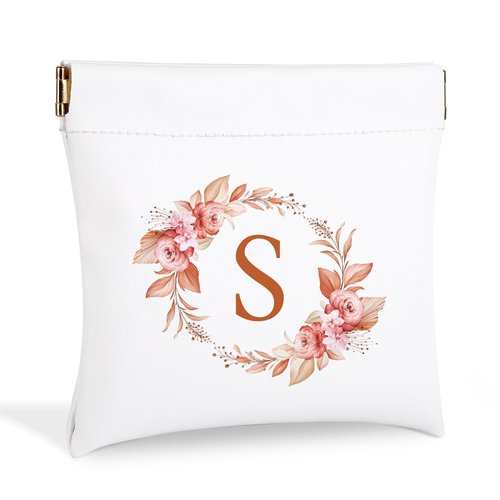 Initial Letter Pocket Cosmetic Bag,Pouches for Purse,Shrapnel Portable Pouch,Purse Makeup Bag for Women Cosmetics Jewelry Charging Cable,Bridesmaid Gifts,Bridal Shower Gift Bags,Birthday Gifts-S