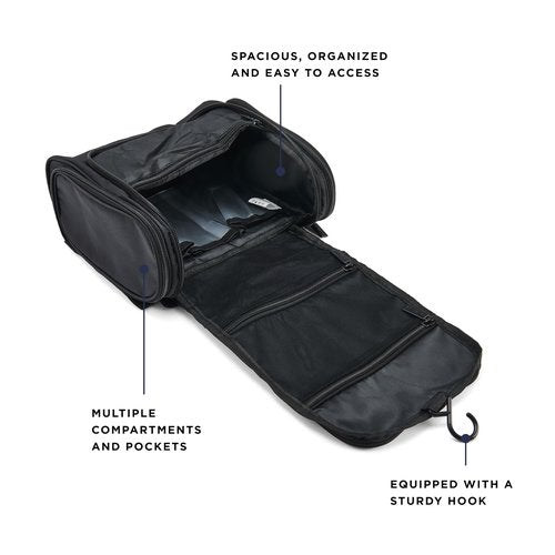TravelWise Hanging Toiletry Bag, Travel Toiletry Organizer, Black