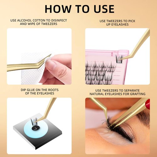 FungChoi 4-Piece High Precision Eyelash Extension Tweezers Set, Straight and Curved Lash Tweezers for Extensions, Volume Lash Tweezers for Crafting, with Iron Box Packaging