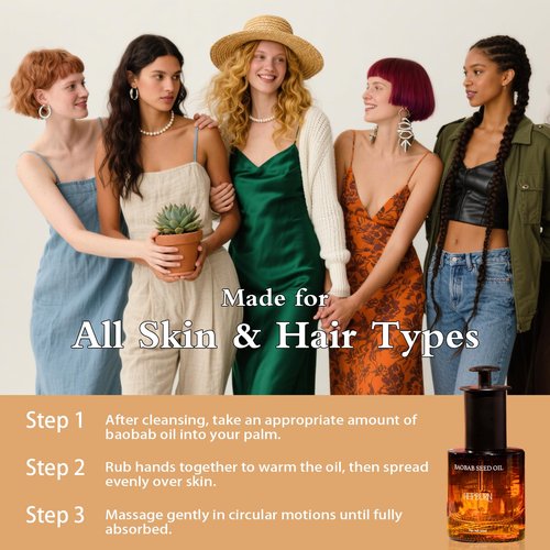 HEPBURN Baobab Seed Oil – 30ml | 100% Cold-Pressed, Natural Moisturizer & Nourishing Carrier Oil for Face, Body & Hair | Anti-Aging, Repairing, Soothing | Dropper Glass Bottle