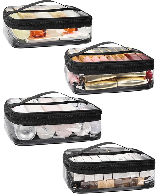 TANTO Clear Makeup Bags with Handles, Toiletry Bag, PVC Clear Cosmetic Bags for Women and Men, Cosmetic Storage Pouches with Zipper (7.6 * 9.4 * 2.9in)