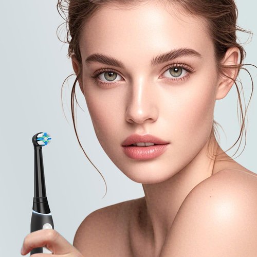 10 Pcs IO Replacement Heads Compatible with Oral B IO 2/3/4/5/6/7/8/9/10/Deep Clean Series Electric Toothbrushes, Medium Softness Brush Heads Compatible with Oral B iO (Black/White)