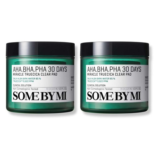 SOME BY MI AHA BHA PHA 30 Days Miracle Truecica Clear Pad – Pack of 2 – Korean Exfoliating Centella Face Toner Pads – Gently Clears Impurities, Refines Pores & Smooths Skin Texture – Korean Skin Care