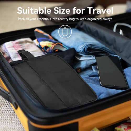 Voova Travel Toiletry Bag for Men Women, Hanging Dopp Kit Water Resistant Shaving Bag for Toiletries Accessories, Small Makeup Organizer Case for Traveling Essentials, Bathroom, Cosmetics, Black