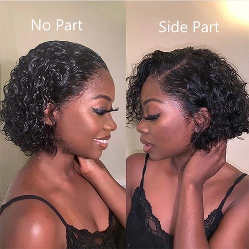 IMANI Short Curly Pixie Cut Wig Human Hair 5X5 Closure Glueless Wigs Human Hair Pre Plucked Pre Cut 8 Inch Brazilian Real Hair Pixie Wigs for Black Women Natural Color