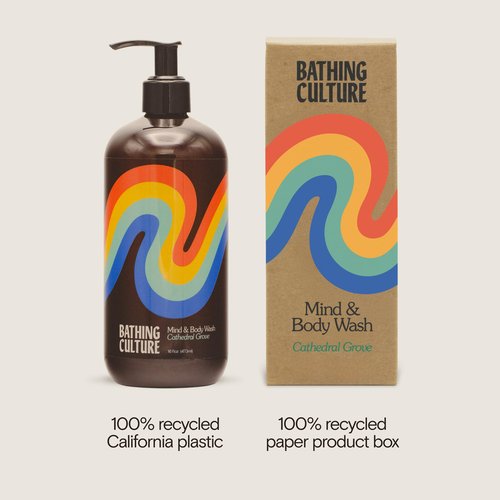 Bathing Culture, Organic Mind + Body Wash, Natural, Biodegradable, Sustainable, Vegan Personal Care, All Natural Organic Body Wash for Women and Men, PCR Plastic Bottle, 16 fl oz, Cathedral Grove