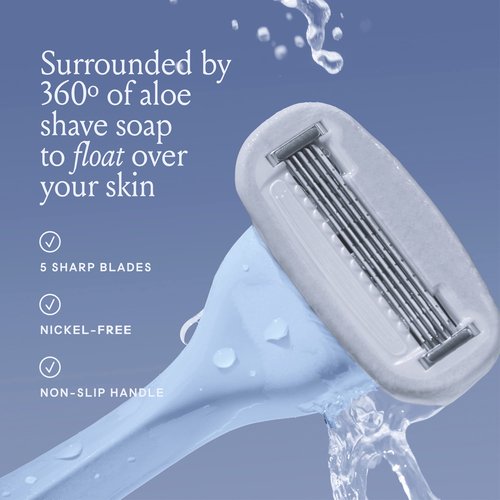 Billie Razors for Women Shave Kit – Women’s Razor + 4 x 5-Blade Razor Refills + Magnetic Holder – Cool Blue & Women’s Razor Refill Blades 5-Blade Cartridges - 4 count