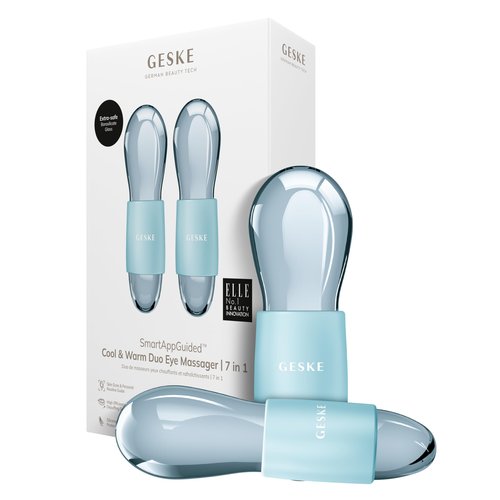 GESKE SmartAppGuided™ Cool & Warm Duo Eye Massager | 7 in 1 | Time-saving Dual Massager | For Eyes & Face | Battery-free Cooling & Warming | Firms, Relaxes & De-Puffs Skin