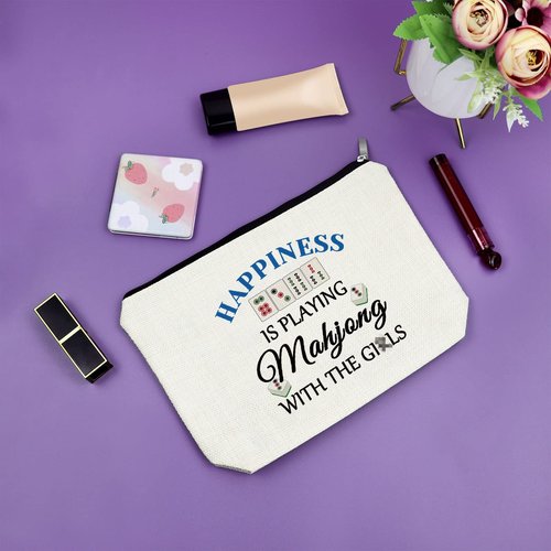 Mahjong Gift Makeup Bag Gifts for Mahjong Players Mahjong Themed Gifts for Women Sister Cosmetic Bag Gifts for Mahjong Lovers Retirement Birthday Travel Pouch