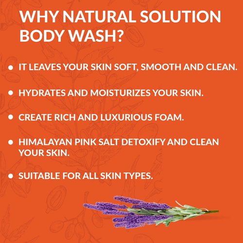 NATURAL SOLUTION Pink Salt Body Wash, Relax & Purifying Body Wash with Organic Lavender Oil - 500 ml