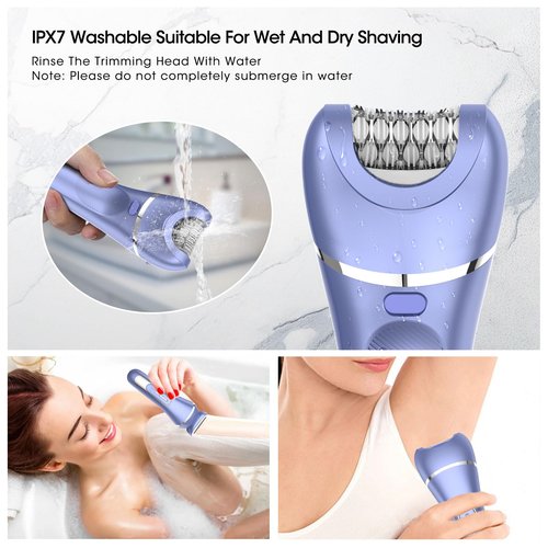 Qreeyx Epilator for Women, 7 in 1 Hair Removal for Women, Body Shaver, Bikini Trimmer, Face Razor, Facial Brush, Face Massage, Foot Callus Remover, IPX7 Waterproof Electric Shavers, Ideal Female Gift