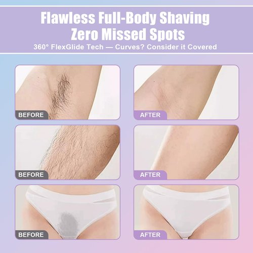 Yinnovay Bikini Trimmer for Women, Electric Razor and Dual Head Shaver for Women, 2-in-1 Waterproof Painless Trimmer & Shaver for Bikini Area, Face, Legs and Body, Sensitive Skin Safe
