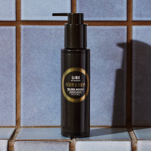 LaLicious La-Man Body Lotion, Gilded Woods Scent - Mens Body Lotion with Shea Butter, Aloe Vera, Vitamin E & Omega Fatty Acids for Long-Lasting Hydration - Non-Greasy Body Lotion for Men (3.4oz)