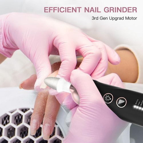 AOMEES Electric Nail File Kit, Rechargeable Professional Manicure Pedicure Kit, 5 Speeds Hand Foot Care Tool for Nail Grind Trim Polish - with 100Pcs Fine Grit Nail File Sanding Tape