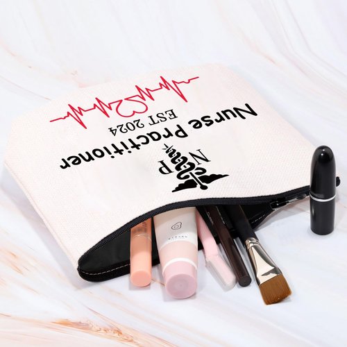 MBMSO Nurse Practitioner Gifts Makeup Bag NP Gifts for Nurses Cosmetic Bags Nurse Practitioner Travel Bag Zipper Pouch Case (NP24 bag)
