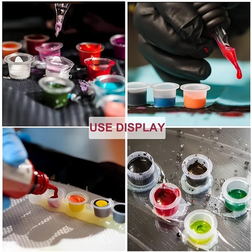 Tattoo Ink Caps Cups - 1000Pcs Disposable Plastic Pigment Tattoos Ink Caps Cups for Tattoo Ink, Tattoo Supplies