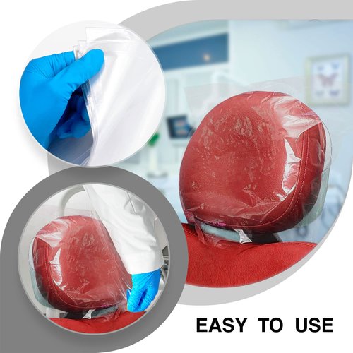 Pruvade Disposable Dental Headrest Covers 11.25" x 10" | Pack of 250 | Large Clear Plastic Headrest Cover for Tattoo, Piercing and Dental Chairs, Professional Waterproof Clear Sleeves for Headrests