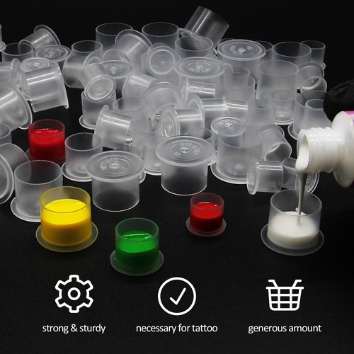 Tattoo Ink Caps Large - Autdor 1000Pcs Tattoo Cups 17mm Disposable Tattoo Ink Cups With Base Microblading Pigment Caps for Tattoo Permanent Makeup Container Cap Tattoo Accessories Tattoo Supplies