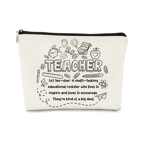 BARPERY Teacher Survival Kit Bag - Makeup Bag for Women, Small Cosmetic Bag for Teacher Appreciation, Graduation & Birthday Gifts