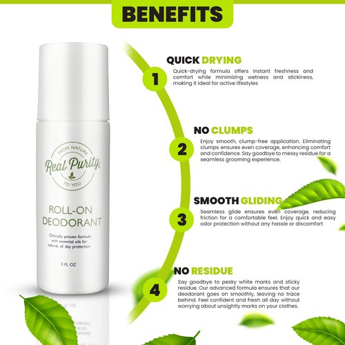 Real Purity, (2 Pack) Roll-On Deodorant