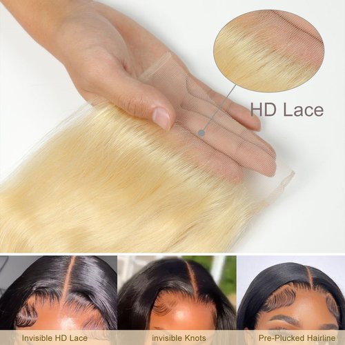 Transparent HD Lace Closure 5x5 Closure Human Hair Pre-plucked Invisible Lace Closure Unprocessed Human Hair Invisible Knot Natural Hairline with Baby Hair(12Inch, Body Wave)