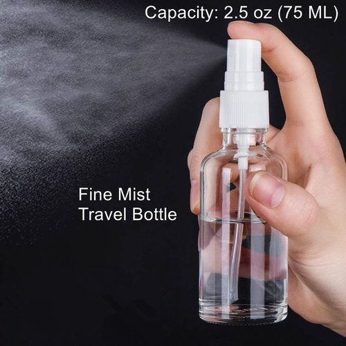 SINIDE Plastic Spray Bottles 75 ML - 8 Pack 2.5 oz Fine Mist Clear Travel Bottle Set, Empty Reusable Portable Refillable Makeup Sprayer Containers for Perfume, Liquids, Aromatherapy, Cleaning Solution