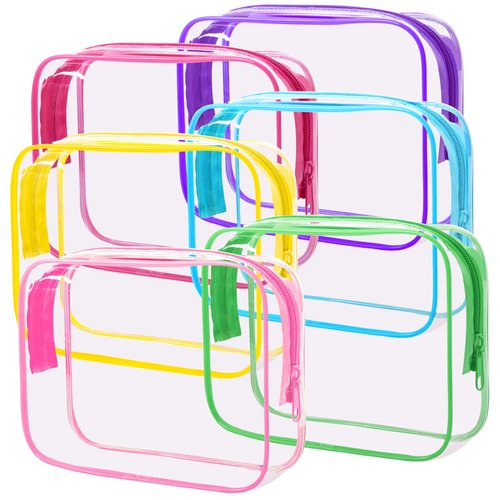 CHICAUP 6 Pieces Clear Makeup Bags Bulk TSA Approved Toiletry Bag for Travel PVC Waterproof Clear Cosmetic Pouch with Zipper for Men and Women Carry-on Travel Essentials
