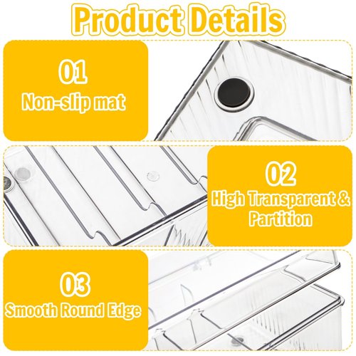 Acshio 2 Pack Lash Extension Organizer, Clear Eyelash Cart Storage Boxes with 6 Compartments, Separated Large Capacity Eyelash Extension Supplies Storage Container for Lash Techs