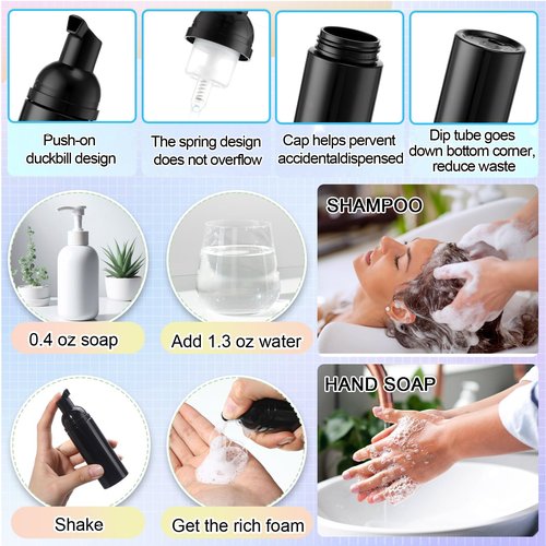 Zhehao 150 Pcs Lash Shampoo Kit Bottle Brushes Bulk 30 Eyelash Dispensers 30 Lash Shampoo Brushes 30 Reusable Aftercare Bag 30 Eyelash Pipes 30 Extension Aftercare Cards(Black)