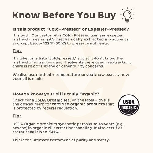 Trust Your Gut Organic Golden Castor Oil, 100% Pure Cold-Pressed Hexane-Free Extra Virgin Oil for Colon Cleansing, Gut Wellness, Skin Care, Healthy Nails & Hair Growth - 16 oz
