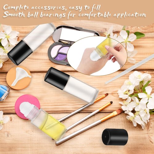 DynnnDy 15Pcs 30ml/1oz Empty Galss Roller Bottles with Black Lid Clear Roll On Deodorant Bottles Refillable Cosmetic Containers for Aromatherapy Essential Oil Lotion Perfume,2 Funnels & 2 Pipettes