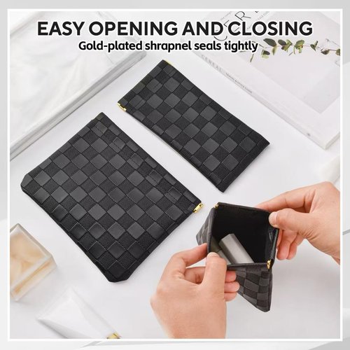 MZLUWM 3PCS Small Makeup Bag for Purse，Waterproof Leather Portable Mini Makeup Bag,Snap Closure Organizer Pouch for Coin Cards Jewelry Lipstick Cosmetic Accessories，Small Travel Kit Storage Pouch
