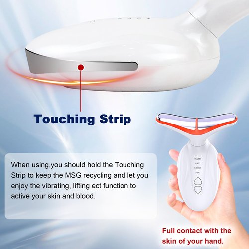 Facial and Neck Massager - SIQUER Red Light Therapy for Face 7 in 1 Face Sculpting Tool Multifunctional Face Lift Device for Lifting Double Chin and Skin Care, White